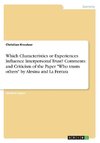 Which Characteristics or Experiences Influence Interpersonal Trust? Comments and Criticism of the Paper 