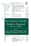 Anonymity in Early Modern England