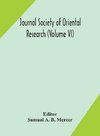 Journal Society Of Oriental Research (Volume Vi)