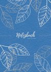 Notizbuch Tagebuch A5 liniert - 100 Seiten 90g/m² - Soft Cover - Silberne Blätter auf blau - FSC Papier