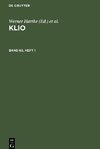 Klio, Band 65, Heft 1, Klio Band 65, Heft 1