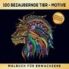 Malbuch für Erwachsene mit 100 bezaubernden Mandala-Tier-Motiven.