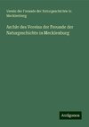 Archiv des Vereins der Freunde der Naturgeschichte in Mecklenburg