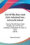 List Of The Boys And Girls Admitted Into Ackworth School