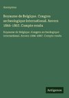 Royaume de Belgique. Congres archeologique international. Anvers 1866-1867. Compte rendu