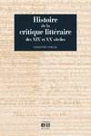 HISTOIRE DE LA CRITIQUE LITTERAIRE DES XIX ET XXE SIECLES