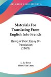 Materials For Translating From English Into French
