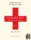 BRITISH RED CROSS AND ORDER OF ST JOHN ENQUIRY LIST FOR WOUNDED AND MISSING