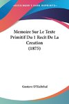 Memoire Sur Le Texte Primitif Du 1 Recit De La Creation (1875)
