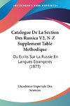 Catalogue De La Section Des Russica V2, N-Z Supplement Table Methodique