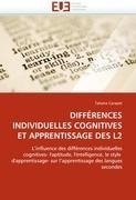 DIFFÉRENCES INDIVIDUELLES COGNITIVES ET APPRENTISSAGE DES L2