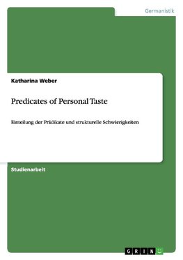 Predicates of Personal Taste