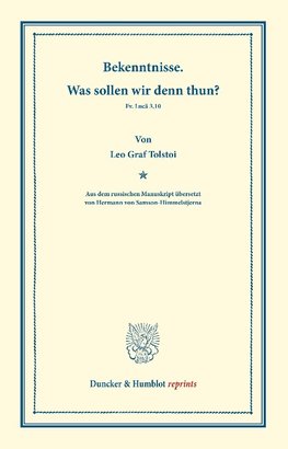 Bekenntnisse. - Was sollen wir denn thun?