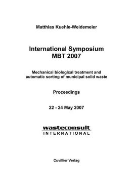 International Symposium MBT 2007