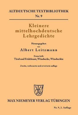 Kleinere mittelhochdeutsche Lehrgedichte