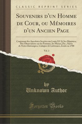 Author, U: Souvenirs d'un Homme de Cour, ou Mémoires d'un An