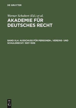Ausschuß für Personen-, Vereins- und Schuldrecht. 1937-1939