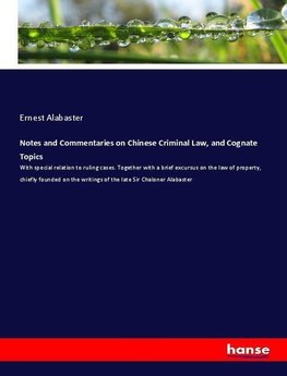 Notes and Commentaries on Chinese Criminal Law and Cognate Topics