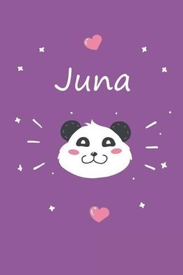 Juna: Ein Individuelles Panda Tage-/Notizbuch Mit Dem Namen Juna Und Ganzen 100 Linierten Seiten Im Tollen 6x9 Zoll Format (