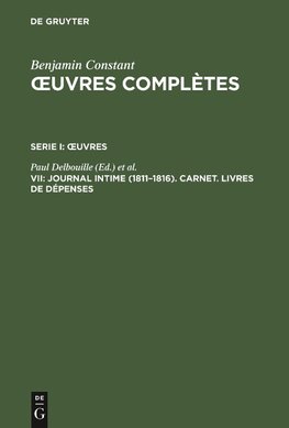 Journal intime (1811-1816). Carnet. Livres de dépenses