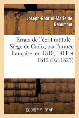 Errata de l'écrit intitulé