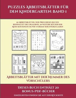 Arbeitsblätter mit der Nummer des Vorschülers (Puzzles Arbeitsblätter für den Kindergarten