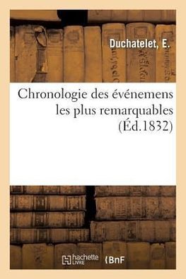 Chronologie des événemens les plus remarquables