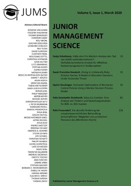 Junior Management Science, Volume 5, Issue 1, March 2020