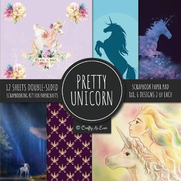 Pretty Unicorn Scrapbook Paper Pad 8x8 Scrapbooking Kit for Papercrafts, Cardmaking, Printmaking, DIY Crafts, Fantasy Themed, Designs, Borders, Backgrounds, Patterns
