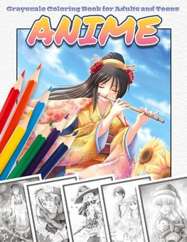 Anime Grayscale Coloring Book for Adults and Teens