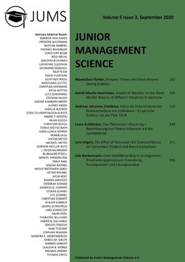 Junior Management Science, Volume 5, Issue 3, September 2020