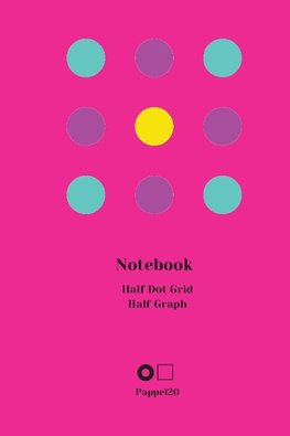 Half Dot Grid Half Graph Notebook |Cover Hollywood Cerise color |160 page | 6x9 Inches