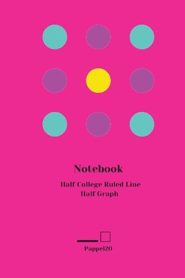 Half College Ruled Line Half Graph Notebook |Cover Hollywood Cerise color |160 page | 6x9 Inches
