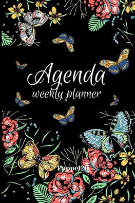 Agenda -Weekly Planner 2021 | Butterflies Black Cover | 136 pages | 6x9-inches