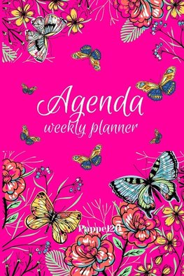 Agenda -Weekly Planner 2021 | Butterflies Pink Cover | 136 pages | 6x9-inches