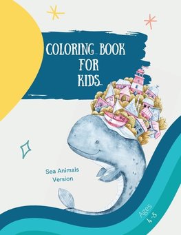 Big coloring book with sea animals