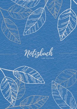 Notizbuch Tagebuch A5 liniert - 100 Seiten 90g/m² - Soft Cover - Silberne Blätter auf blau - FSC Papier