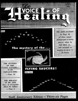 The VOICE of HEALING MAGAZINE. The  mystery of the...FLYING SAUCERS APRIL, 1954