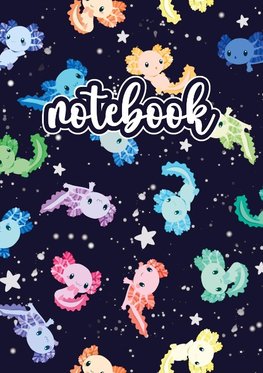 Axolotl Notebook Schwarz/Bunt