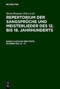 Katalog der Texte. Älterer Teil (A - F)