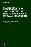 Katalog der Texte. Jüngerer Teil (D - H)