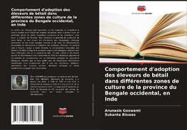 Comportement d'adoption des éleveurs de bétail dans différentes zones de culture de la province du Bengale occidental, en Inde
