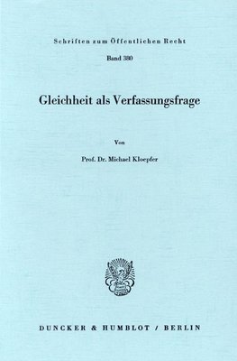 Gleichheit als Verfassungsfrage.