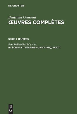 Écrits littéraires (1800-1813)