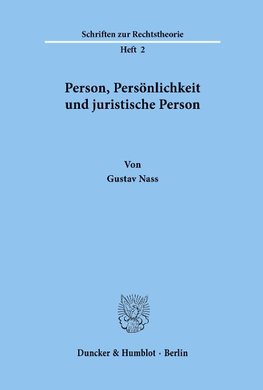 Person, Persönlichkeit und juristische Person