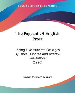 The Pageant Of English Prose