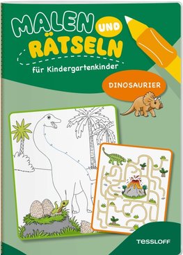 Malen und Rätseln für Kindergartenkinder. Dinosaurier