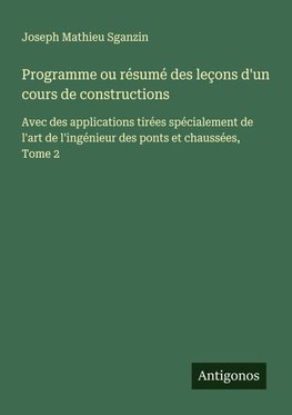 Programme ou résumé des leçons d'un cours de constructions