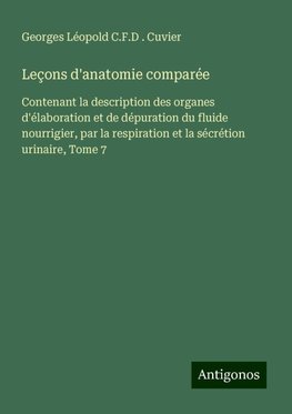 Leçons d'anatomie comparée