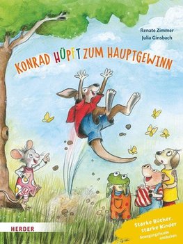 Konrad Känguru und Rita Rennmaus. Konrad hüpft zum Hauptgewinn